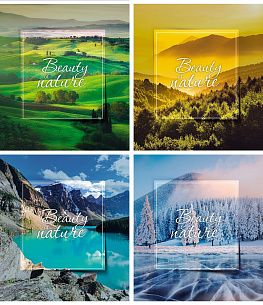 Тетрадь 96 л. А5 клетка, на скрепке, офсет№2 Creativiki ПРИРОДА мелованный картон, эконом