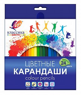 Набор цветных карандашей Луч КЛАССИКА 24 цв. шестигранные, деревянные, в картонной упаковке