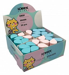 Ластик LOREX KIDS FIGURE DROP, термопластичная резина, 27х20х50 мм фигурный, ассорти, мягкий, индивидуальный ШК