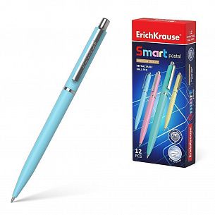 Ручка шариковая автоматическая ErichKrause Smart Pastel синяя 0,7 мм, круглый корпус