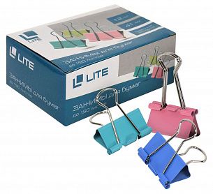 Зажим для бумаг LITE 41 мм ассорти, металл, 1 шт