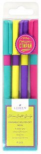 Набор гелевых стираемых ручек LOREX NEON Slim Soft Grip 0,5 мм синяя 4 шт, покрытие ultra-soft touch, грип