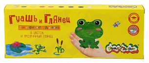 Гуашь Каляка-Маляка 8 цветов по 17,5 мл по ассорти и 1 тюбик глянец