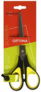 Ножницы INFORMAT 190 мм черно-желтые, ручки пластиковые с резиновыми вставками