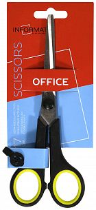 Ножницы INFORMAT 170 мм черно-желтые, ручки пластиковые с резиновыми вставками