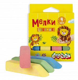 Мелки цветные Каляка-Маляка для асфальта 4 шт, квадратные, в картонной упаковке с европодвесом