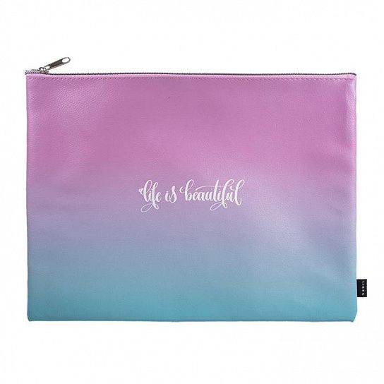 Папка 1 отделение А4 LOREX GRADIENT разноцветная, молния сверху, искусственная кожа, для девочек