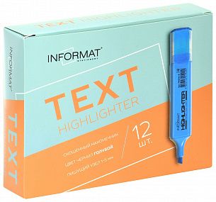 Маркер текстовый INFORMAT TEXT 1—5 мм, голубой, скошенный