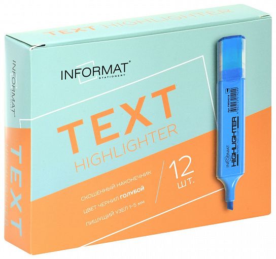 Маркер текстовый INFORMAT TEXT 1—5 мм, голубой, скошенный