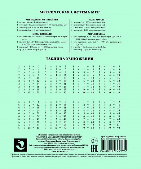 Тетрадь 12 л. клетка ПЗБМ тетрадная обложка