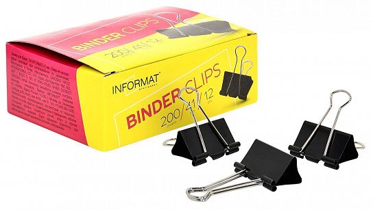 Зажимы INFORMAT 41 мм черн. металл 12 шт/упак