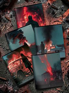 Тетрадь 48 л. А5 клетка, на скрепке, офсет LOREX BURN OUT мелованный картон, двойная обложка, запечатка форзаца, soft touch