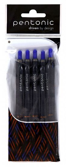 Набор шариковых автоматических ручек Linc PENTONIC BR-T синие, 1 цвет, 0,7 мм, 5 шт, круглый корпус, грип