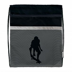 Мешок для обуви Schoolformat SKATE LIFE 49х41 см, черный, 1 отделение, с большим карманом на молнии, универсальный