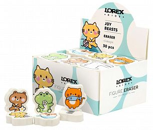 Ластик LOREX KIDS FIGURE JOY BEATS, термопластичная резина, 40х30х13 мм фигурный, ассорти, мягкий, индивидуальный ШК
