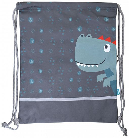 Мешок для обуви LOREX KIDS DINO 42x34 см, серый, 1 отделение, с большим карманом на молнии, с ручкой универсальный