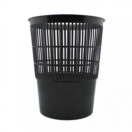 Корзина для бумаг Оскол-Пласт 10 л черный пластик, сетчатая круглая