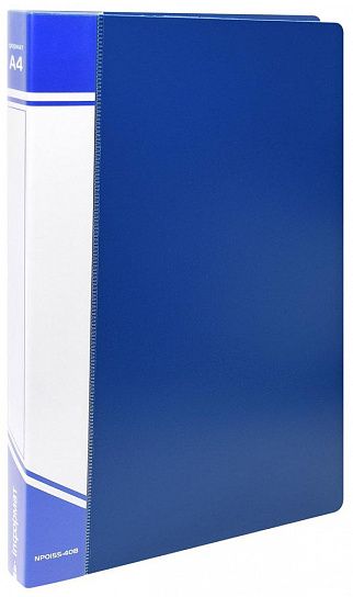 Папка с файлами INFORMAT А4 40 файлов, пластик 600 мкм, синяя, карман для маркировки