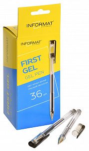 Ручка гелевая INFORMAT 0,5 мм черная, круглый корпус