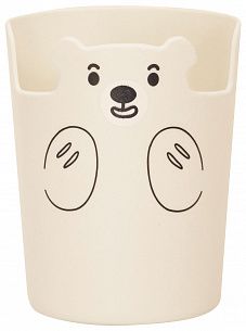 Стакан для канцелярских принадлежностей LOREX KIDS CUTE BEAR WHITLY 1 отделение 100х65х65 мм белый пластик