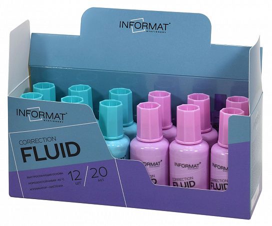 Корректирующая жидкость INFORMAT с кисточкой 20 мл, на основе растворителя