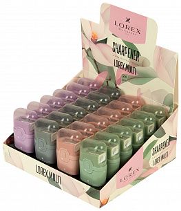 Точилка LOREX BEAUTY PRACTICE с контейнером и ластиком, ассорти, корпус пластик, 1 отверстие, в дисплее