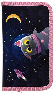 Пенал односекционный Schoolformat SPACE CAT 190х115х20 мм синий, картон