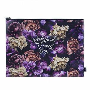 Папка 1 отделение А4 LOREX FLORISTIC COLLECTION. DEEP SHADE разноцветная, молния сверху, искусственная кожа, для девочек