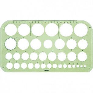 Линейка-трафарет Рантис ДИАМЕТРЫ 20 см пластик тонированный ассорти