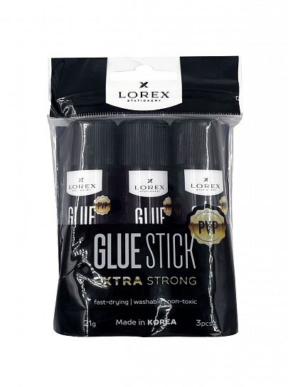 Набор клея-карандаша LOREX EXTRA 21 г PVP, 3 шт пакет