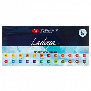 Акварель художественная Невская палитра ЛАДОГА 24 цвета, без кисти, картонная упаковка