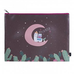 Папка 1 отделение А4 LOREX ALPACA STORY коричневая, молния сверху, искусственная кожа, для девочек