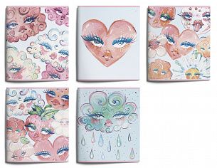 Тетрадь 48 л. А5 клетка, на скрепке, офсет LOREX PAINTED HEARTS мелованный картон, двойная обложка, запечатка форзаца, soft touch, выборочный УФ-лак