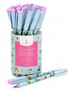 Ручка шариковая на масляной основе LOREX ILLEGALLY CUTE.CAT-MERMAID Slim Soft синяя 0,5 мм, синий круглый корпус, покрытие ultra-soft touch,