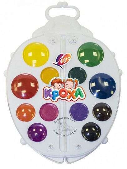 Акварель Луч БОЖЬЯ КОРОВКА 12 цветов, без кисти, пластиковая упаковка с европодвесом