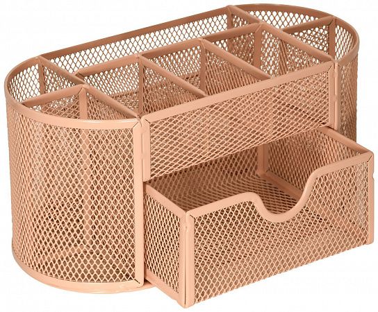 Подставка для канцелярских принадлежностей INFORMAT 9 отделений, 105х220х110 мм, розовый металл