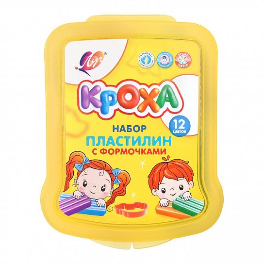 Пластилин мягкий Луч КРОХА 12 цветов 180 г ассорти, со стеком