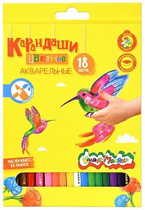 Набор акварельных карандашей Каляка-Маляка 18 цв. шестигранные, деревянные, супермягкий грифель, в картонной упаковке