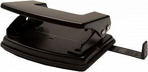 Дырокол стандартный до 20 листов 2 отверстия, пластиковый, черный, с линейкой форматов