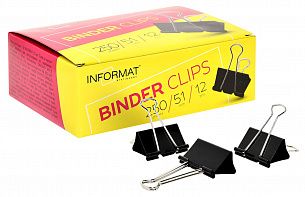 Зажимы INFORMAT 51 мм черн. металл 12 шт/упак