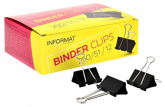 Зажимы INFORMAT 51 мм черн. металл 12 шт/упак