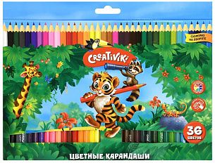 Набор цветных карандашей Creativiki 36 цв. шестигранные, деревянные, в картонной упаковке