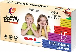 Пластилин Луч ШКОЛА ТВОРЧЕСТВА 15 цветов матовые 300 г ассорти, со стеком