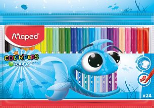 Фломастеры MAPED COLOR'PEPS OCEAN классические 24 цв. круглый корпус, стандартные, картонная упаковка