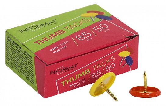 Кнопки усиленные INFORMAT 8,5 мм 50 шт виниловое ассорти