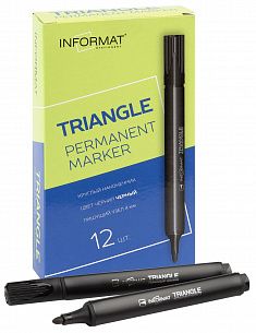Маркер перманентный INFORMAT TRIANGLE 1-4 мм черный, круглый наконечник