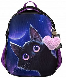 Рюкзак Schoolformat ERGONOMIC LIGHT 2 ИГРИВЫЙ КОСМОКОТИК 20 л черн. 38х29х19 см жестк. каркас 2 отд. молния держатель для карточек брелок