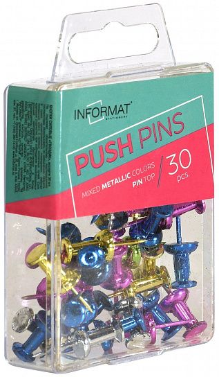 Кнопки силовые INFORMAT 8 мм 30 шт гвоздики без покрытия ассорти металлик