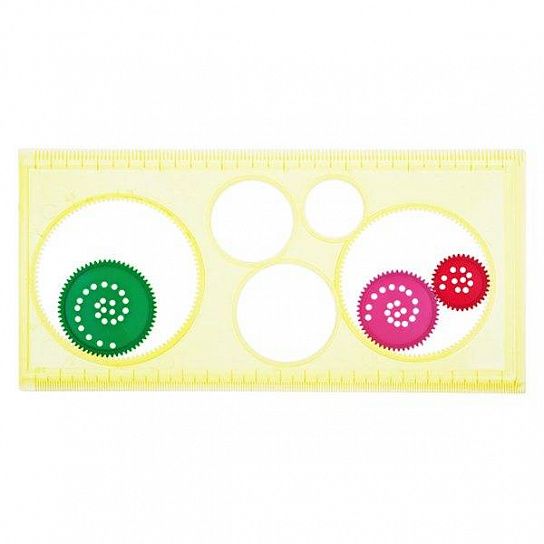 Линейка-трафарет Унипласт СПИРОГРАФ 20 см пластик тонированный, ассорти, с европодвесом