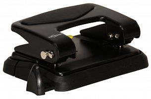 Дырокол INFORMAT Classic до 25 листов 2 отверстия, металлический, черный с линейкой форматов